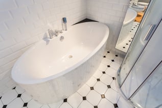 Close-up of porcelain bath in luxury apartment